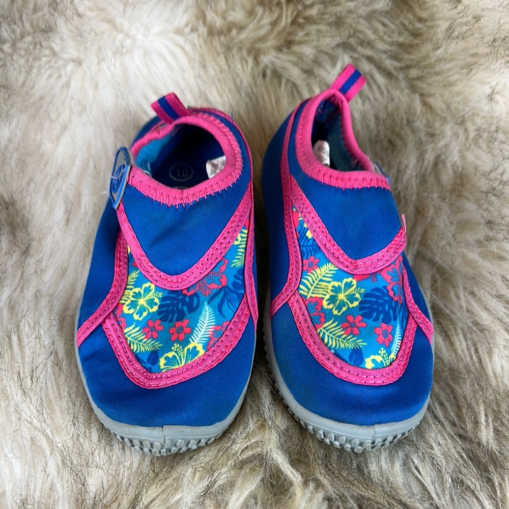 Size 10 Reef Legends Kids Blue and Pink Floral Water Shoes